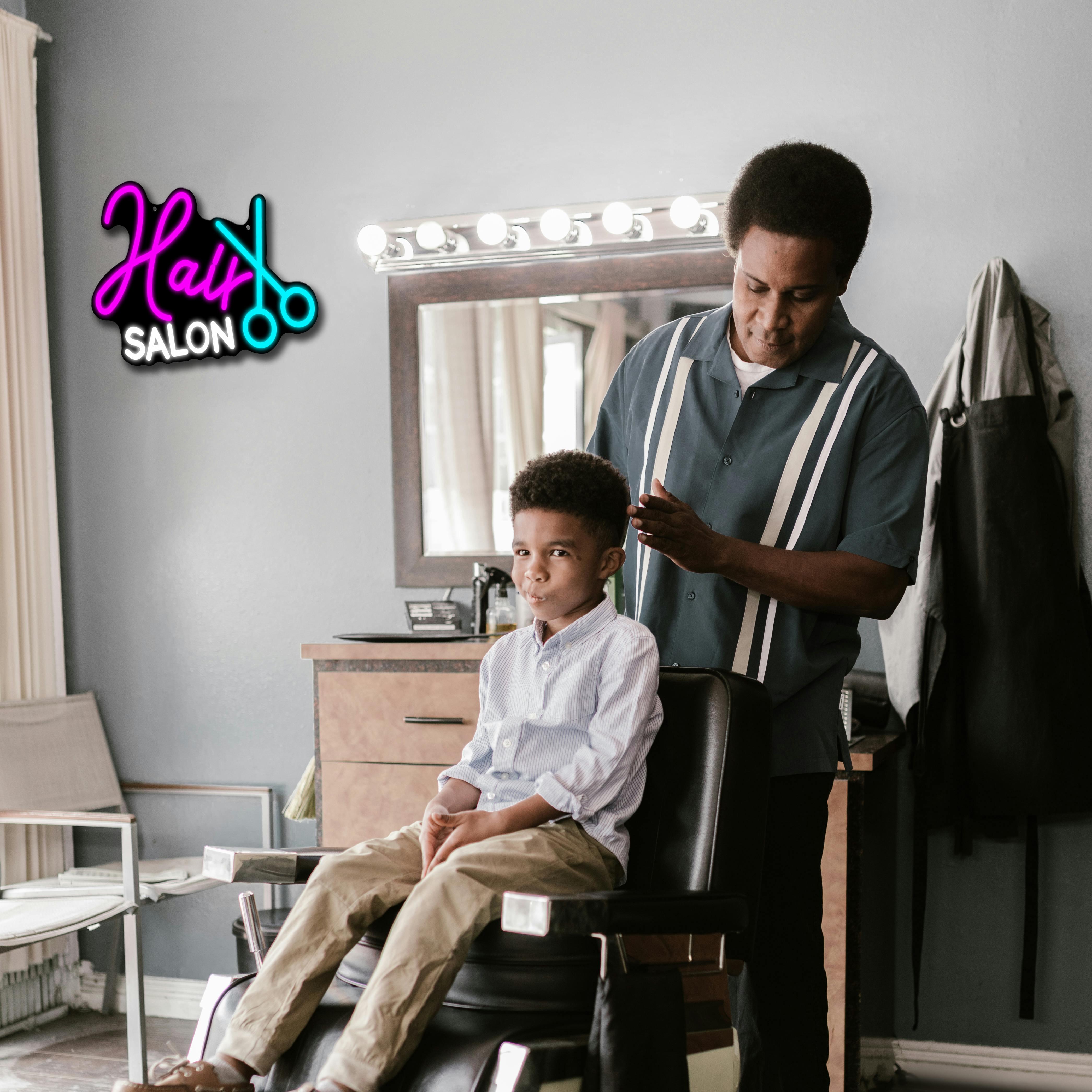 Adjustable USB Powered Hair Salon Neon Sign, LED Wall Barber Shop Decoration, Beauty Room Commercial Logo, Open Sign