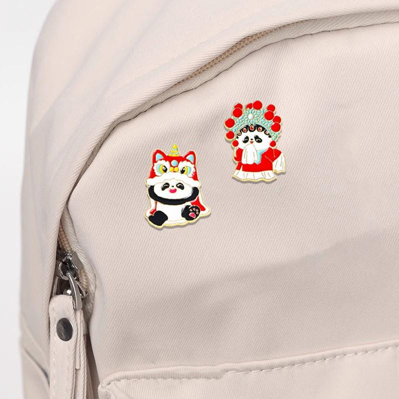 Chinese Style Panda Pin Badge, Cartoon Emblem, Backpack Couple Clothes Accessory, Button Clip Decoration, Memorial Gift