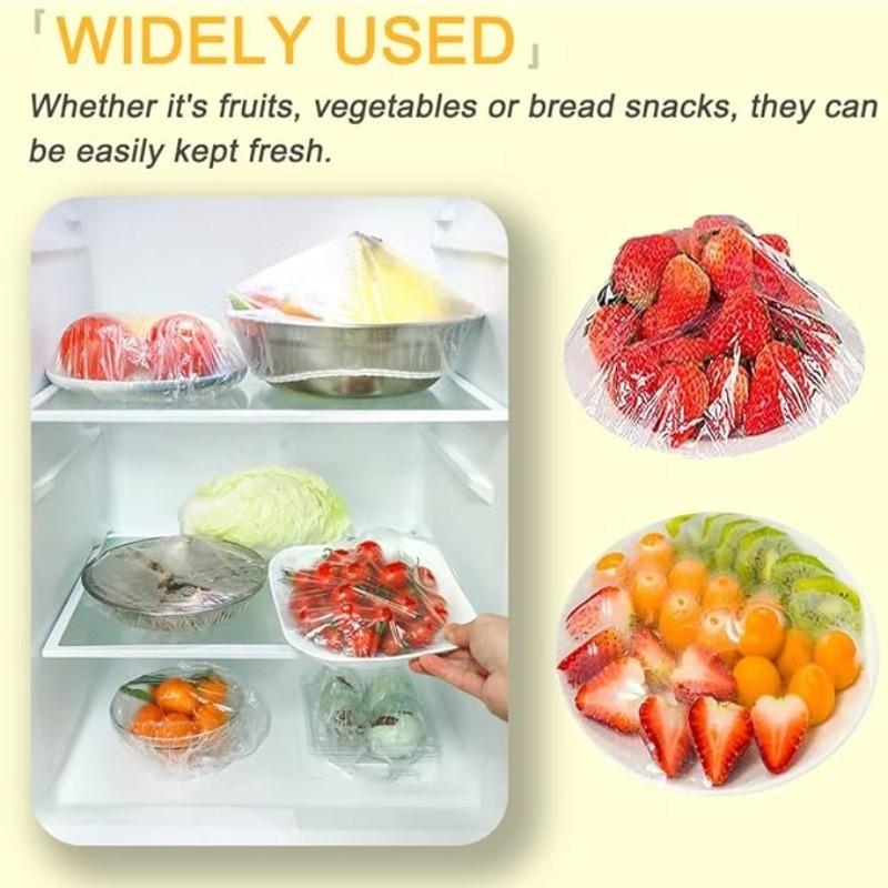 99/350/500 Disposable Food-Grade Cling Wrap and Multi-Function Food Cover Sets, Elastic and Durable Covers for Leftover Storage, Refrigerator and Table Dustproof, Large Capacity, Easy-To-Use No-Tear Film for Home Kitchen