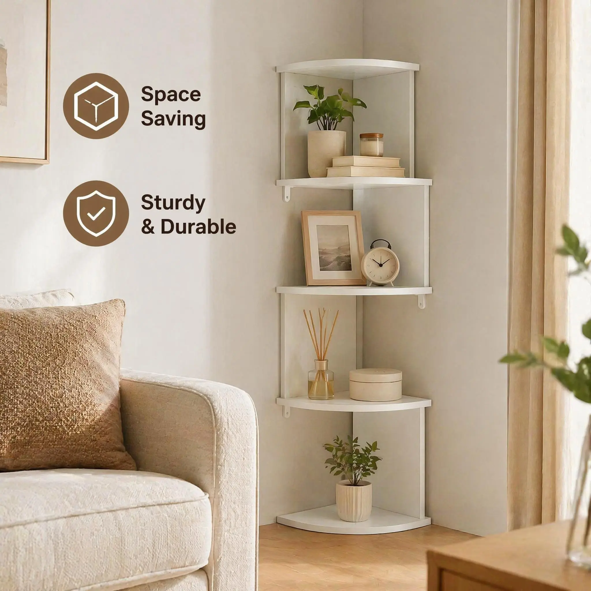 Corner Wall-Mounted Shelf, Modern Floating Display Rack, Space-Saving Z-Shape Plant Stand, Ideal for Bedroom, Living Room, Bathroom, Home Office, Decoration Items