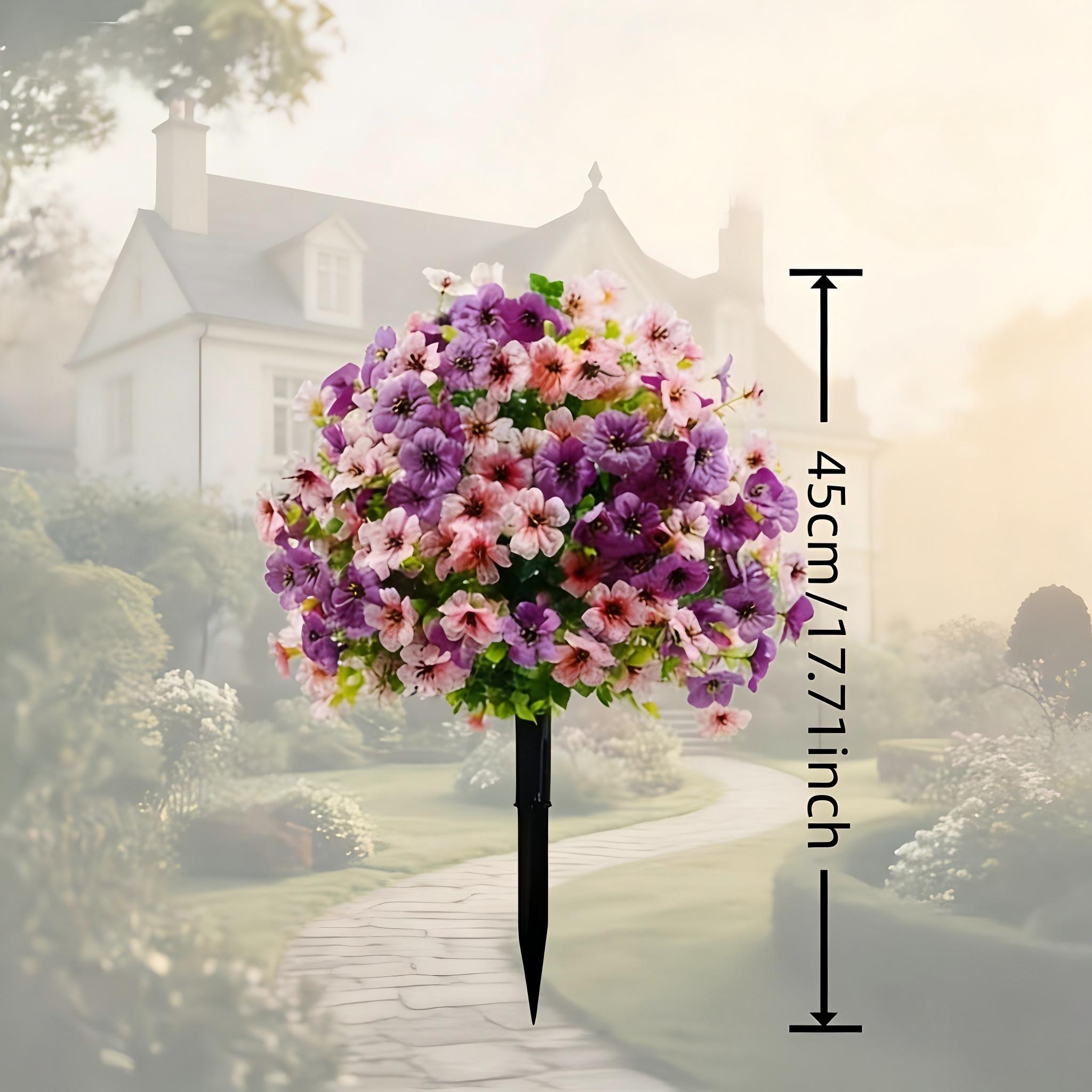 1/2 Pack Artificial Violet Tree with Ground Stake, UV Resistant Plastic Fake Flower Bush, Vibrant Faux Flowers, Decorative Faux Flowers, Artificial Flower Decorations, Colorful Flowers for Indoor Outdoor Easter Garden Wedding Decor, Artificial Plants