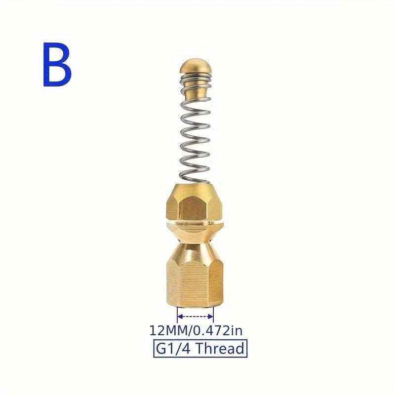 High-Pressure Drain Cleaning Nozzle, G1/4 and G1/8 Threaded, Spring Head Design, Unblock Sewer Pipes, Waste Water Blockage Tool