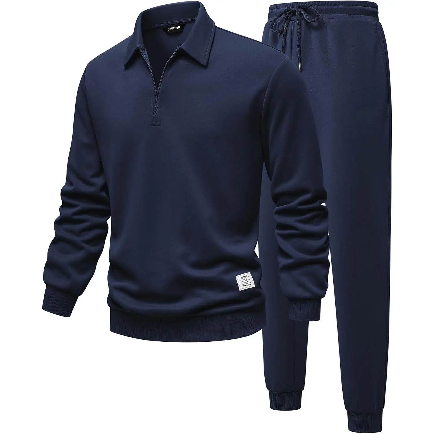 Men's Track Suits 2 Piece Outfits Quarter Zipper Polo Shirt Tracksuit & Joggers Sweatpants Sweatsuit Sets