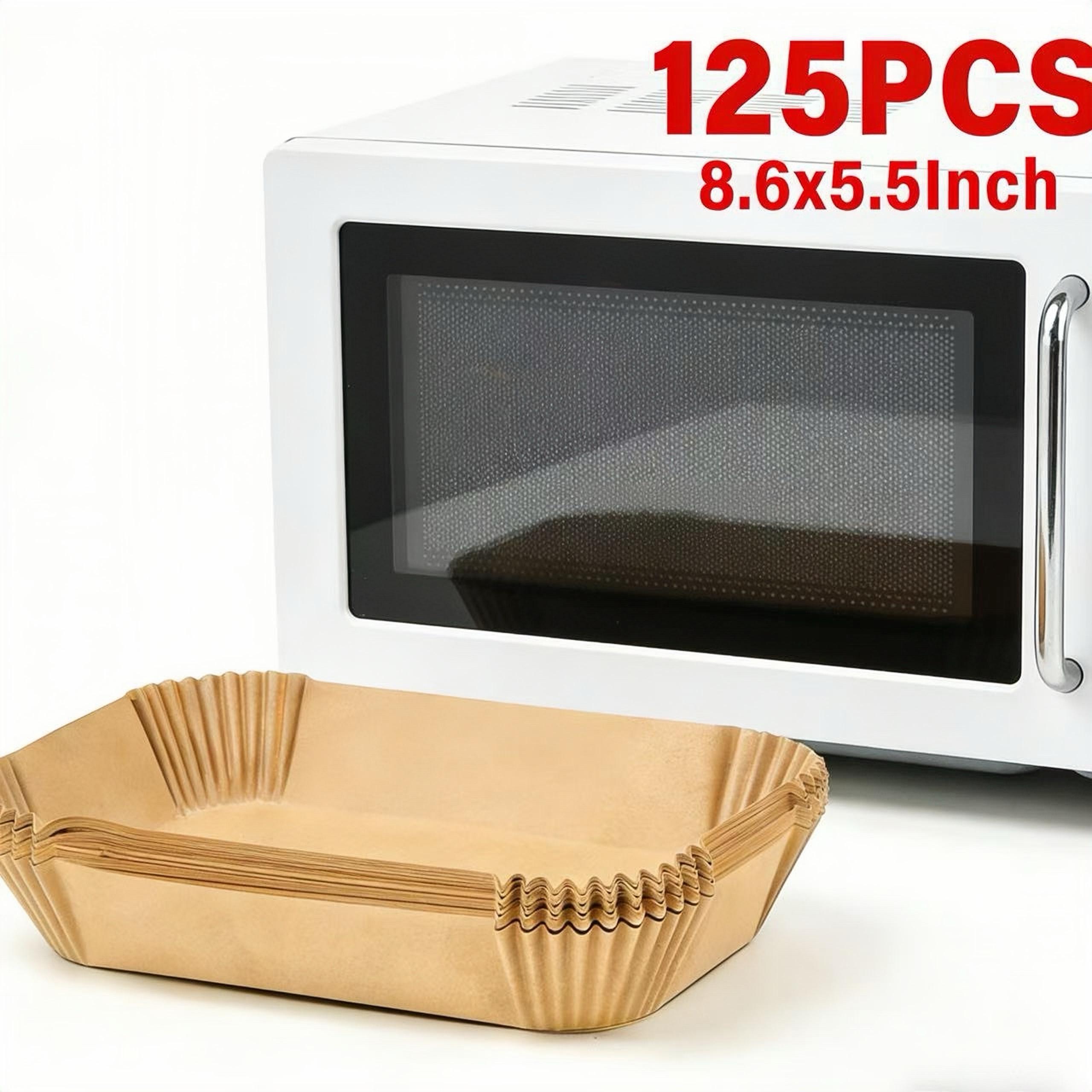 8.6x5.5 inch rectangular air fryer liners, rectangle dual basket parchment paper, ninja dual zone fryer pads, disposable unbleached sheets, non stick greaseproof liner, heat resistant baking paper, fryer basket inner mat for homemade snacks fried foods