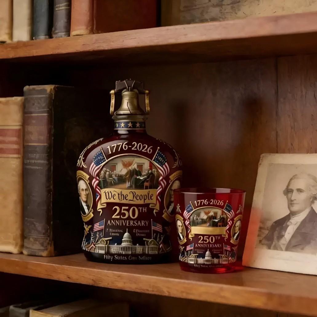 Viral 250th Usa Anniversary Decanter, Patriotic Bar Decor Must-Have, Limited Edition, 250 Years of America, We the People Design
