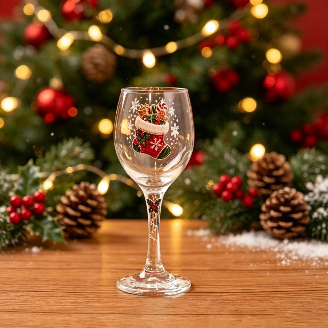 Creative Christmas Glass Art Tall Cup, Luxurious Holiday Glassware, Unique Winter Snowflake Design, Festive Table Decor, Elegant Gift Idea