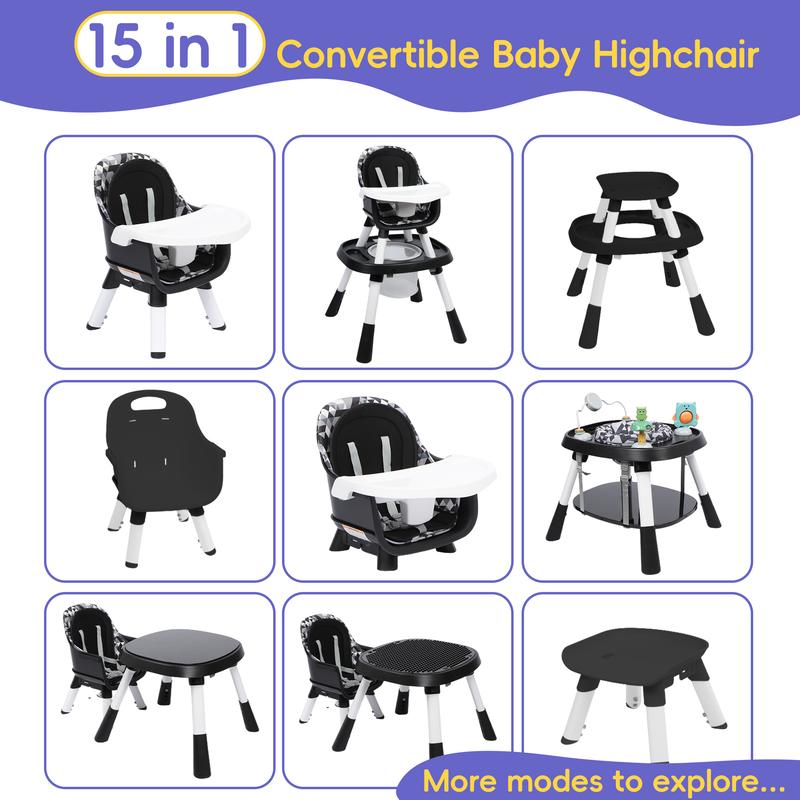 Topwin Adjustable Highchair – Modern Dining Chair with Removable Tray and Safety Harness, Fits Infants to Toddlers, for Mealtime or Playtime
