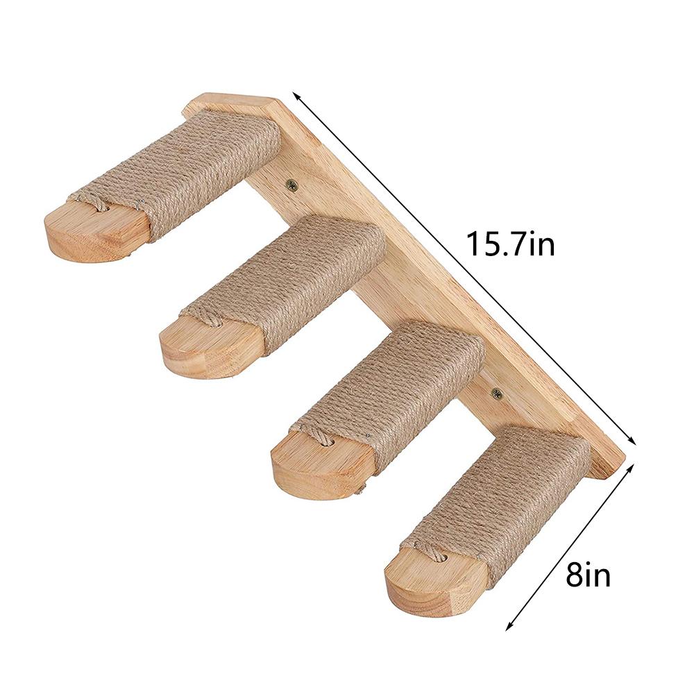 3pcs Wall Mounted Cat Hammock Shelves With Scratching Posts Step Ladder Set For Indoor Cat Wall Furnitures Climbing Playing  Made Of Pine Wood Home Animal
