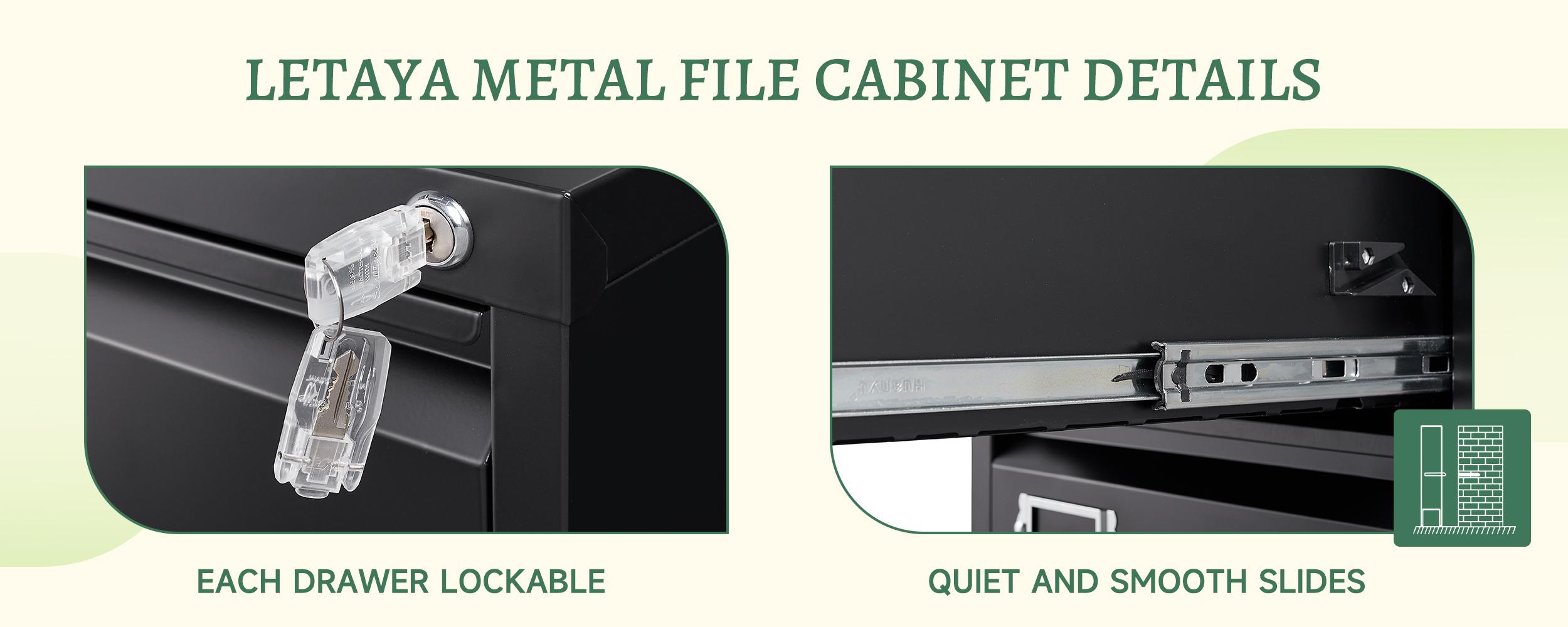 Letaya 4 Drawer File Cabinet,Metal Vertical Filing Cabinets with Lock,Storage A4/F4/Letter/Legal for Home Office-Assembly Required (4 Drawer)