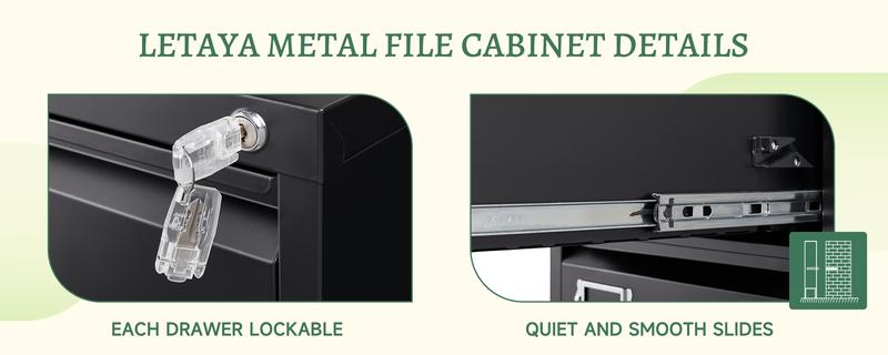 Letaya 4 Drawer File Cabinet,Metal Vertical Filing Cabinets with Lock,Storage A4/F4/Letter/Legal for Home Office-Assembly Required (4 Drawer)