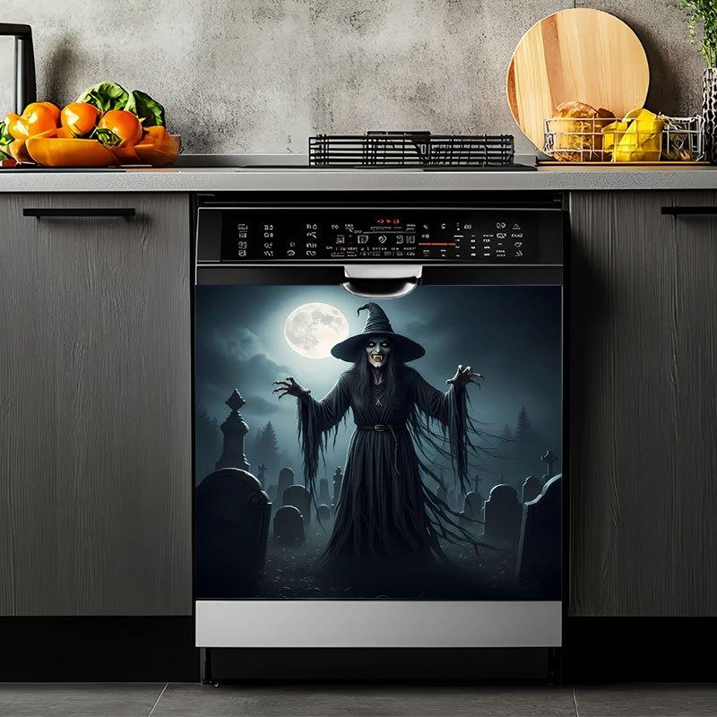 2Pc, 2D flat pattern stickers, ghost wizard pattern dishwasher decals are suitable for home dishwasher surfaces, washing machine surfaces, refrigerators, cabinets, room doors, bedrooms, kitchens, offices and other places