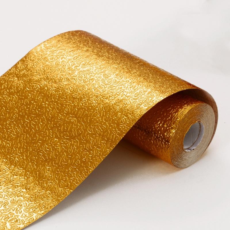 Gold Wallpaper Self-Adhesive Cleanable Removable Peel and Stick Refrigerator Speaker Dryer Cabinet Oven Appliances Furniture Renovation Kitchen Glitter Wallpaper 17.7" X 78.7"
