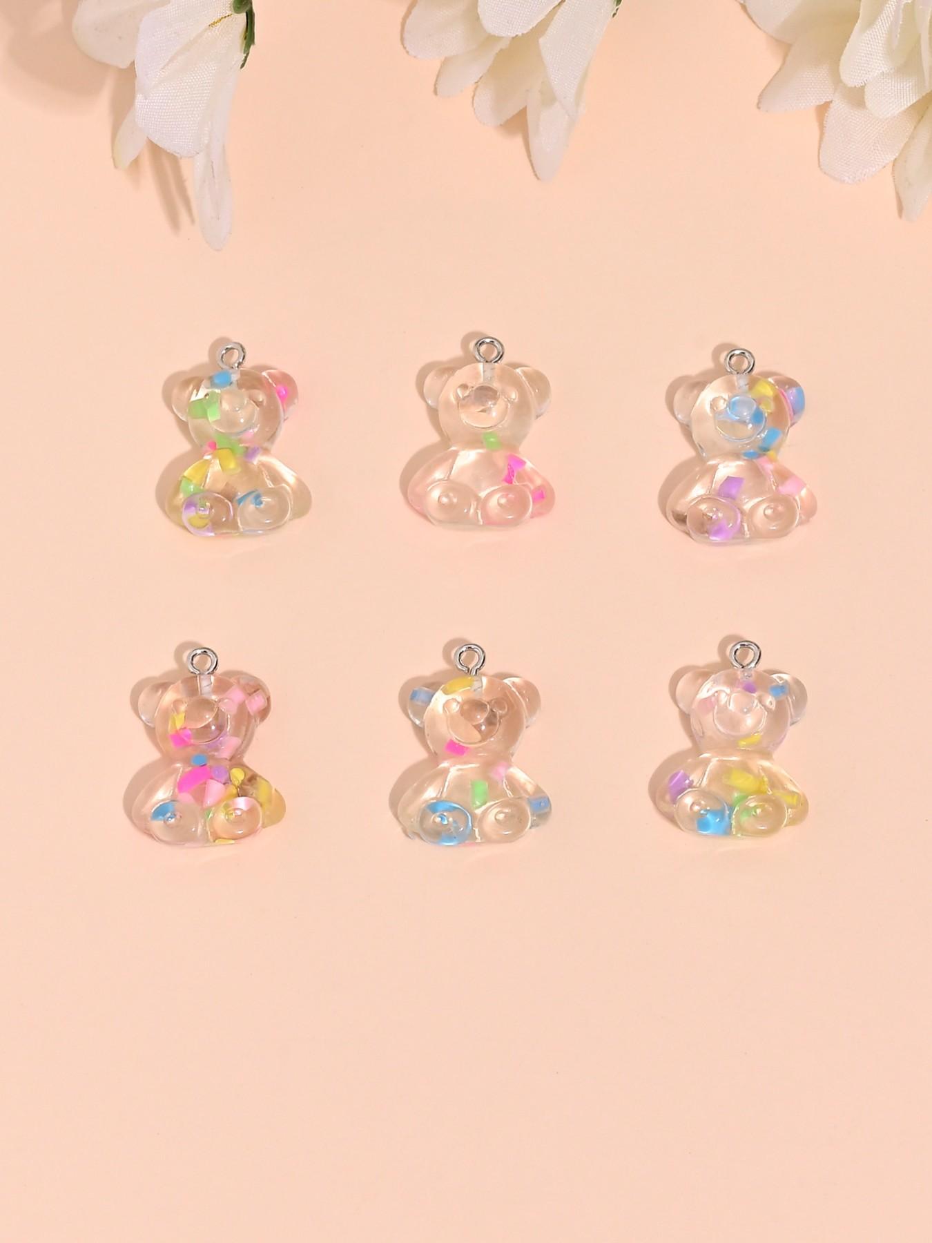 10 Cute Cartoon Bear Charms, DIY Jewelry Making, Ear Rings, Necklaces, Bracelets, Keychains, Random Colors, All Seasons Accessory