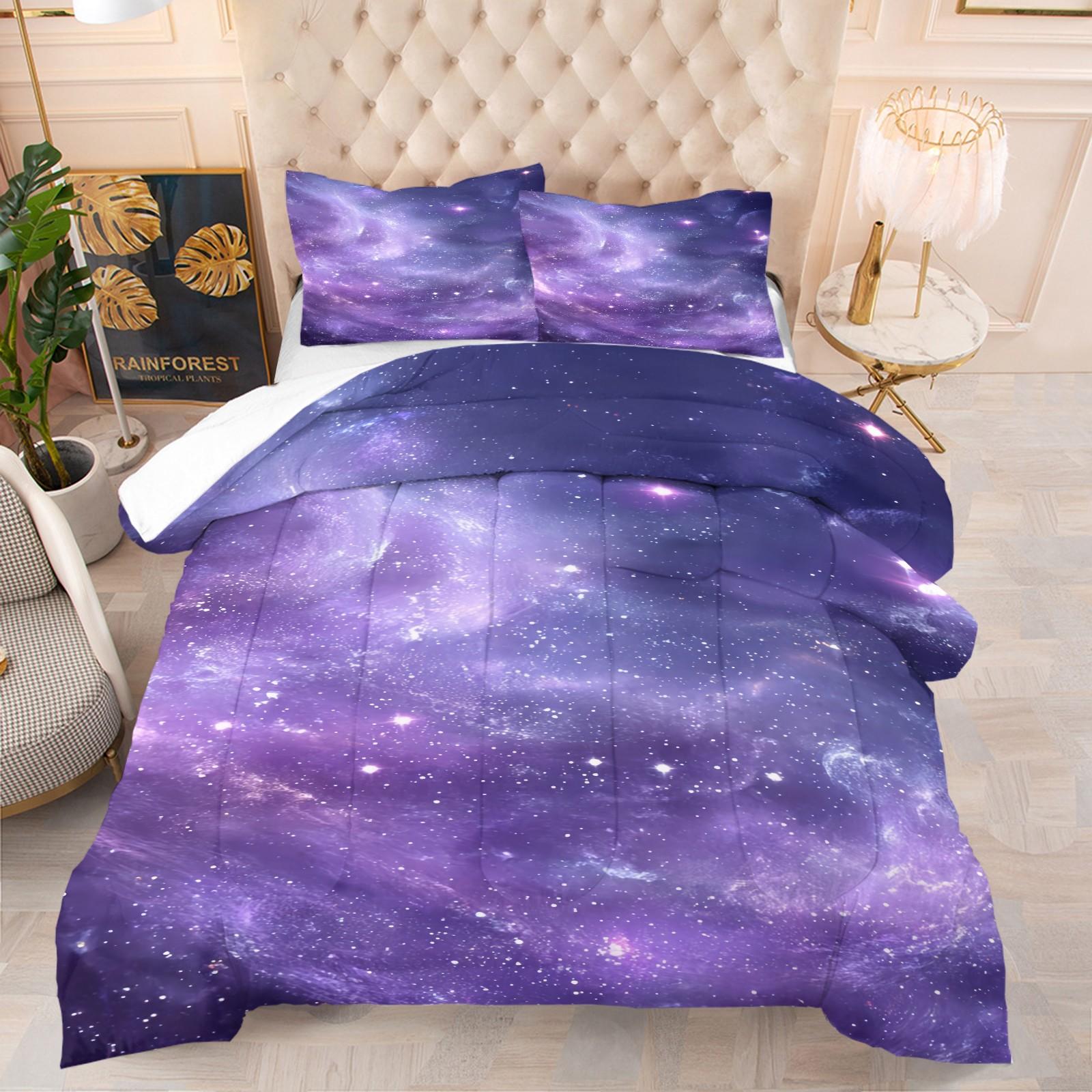 Galaxy Starry Sky Quilt Set, 1 Blanket With 1/2 Pillowcase (Excluding Pillow Core), Suitable For All Seasons Bedding In Bedrooms, Dormitories, And Guest Rooms, Suitable For Teenagers And Adults