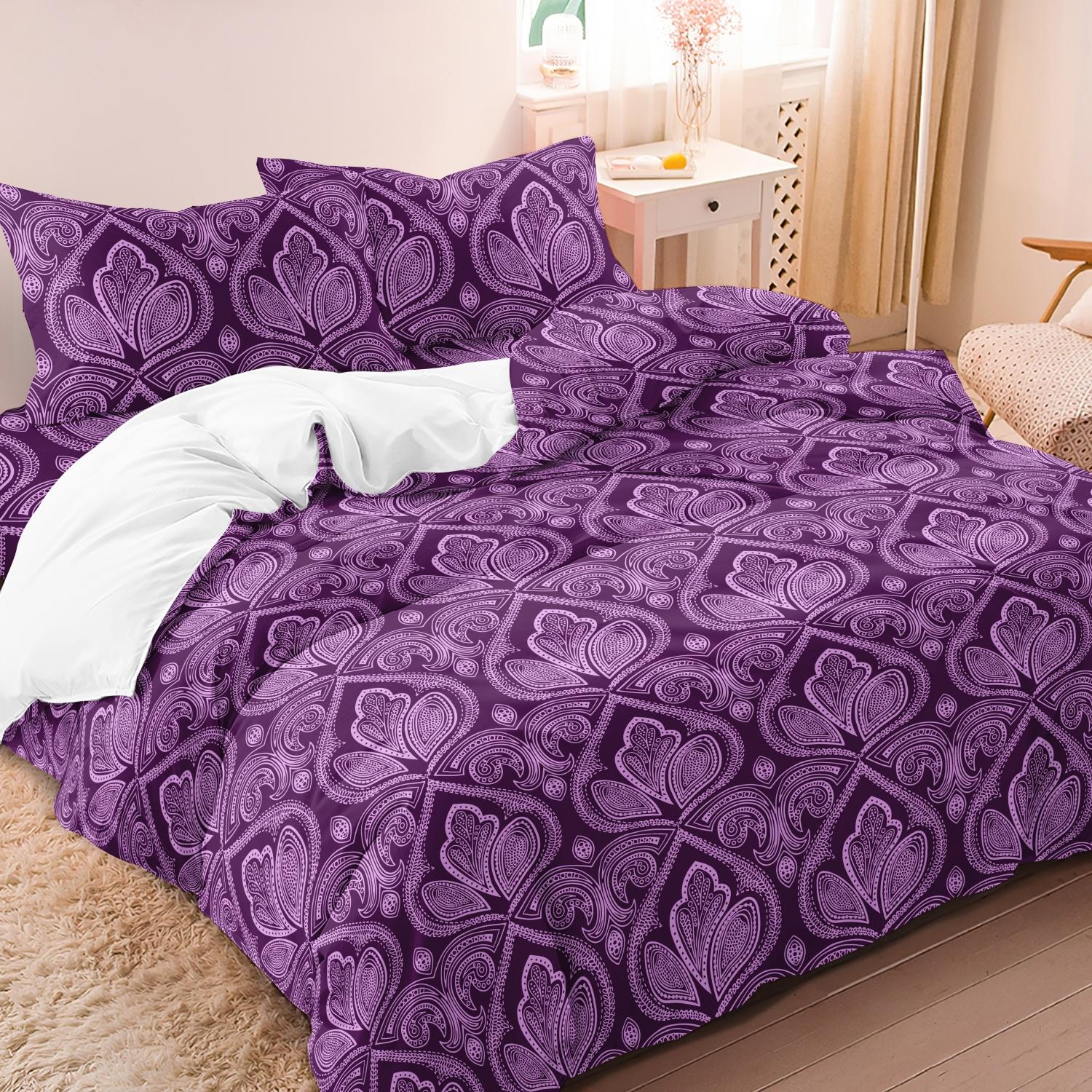 Mandala Floral Pattern Decorative Duvet Cover Set, 3 Counts/set Including 1 Duvet Cover & 2 Pillowcase without Filler, Soft Comfortable for Home Bedroom