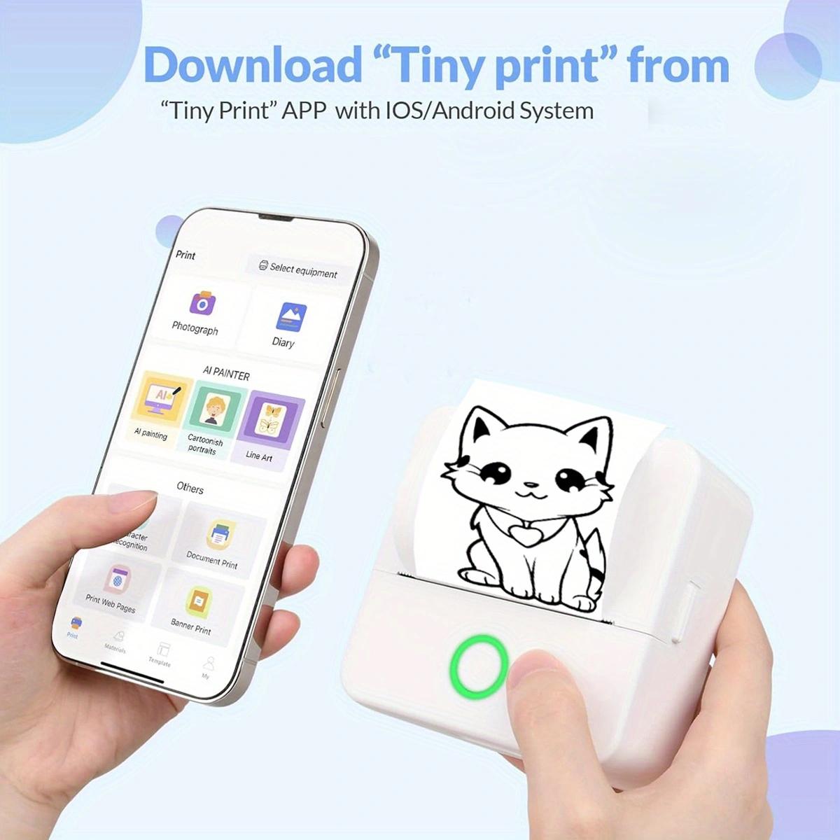 Mini Printer, Thermal Wireless Printer, Inkless Label Printer, Portable Thermal Inkless Sticker Maker,  Small Pocket Printer for Notes& Photo, Memo, Compatible with iOS&Android