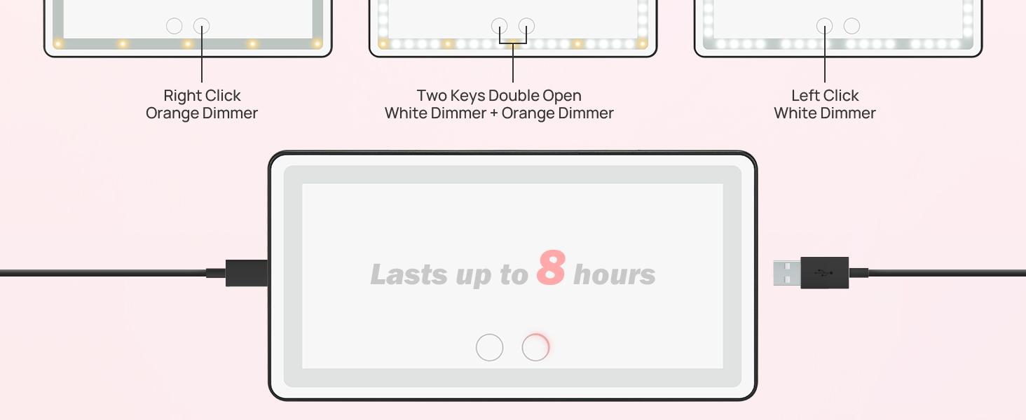 LED Car Vanity Mirror with Lights, 3 Color Modes Dimmable Travel Makeup Mirror, Built-in Battery Rechargeable Clip-on Sun Visor Mirror for Car Interior