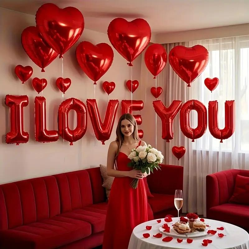 I Love You Heart Balloon Set, Heart Shaped Balloons, 16 Inch Banner + 18 Inch Foil Balloon Accessories, Perfect for Weddings, Anniversaries, Birthdays & More! I Love You Heart Balloon Set, Heart Shaped Balloons, 16 Inch Banner + 18 Inch Foil Balloon Accessories, Perfect for Weddings, Anniversaries, Birthdays & More!