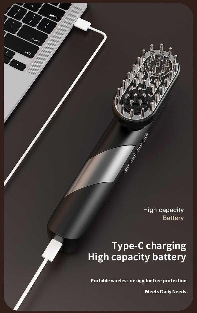 Portable 4-in-1 intelligent electric vibrating scalp massager with silicone brush, suitable for applying hair oil and promoting hair growth, head and scalp massage tool