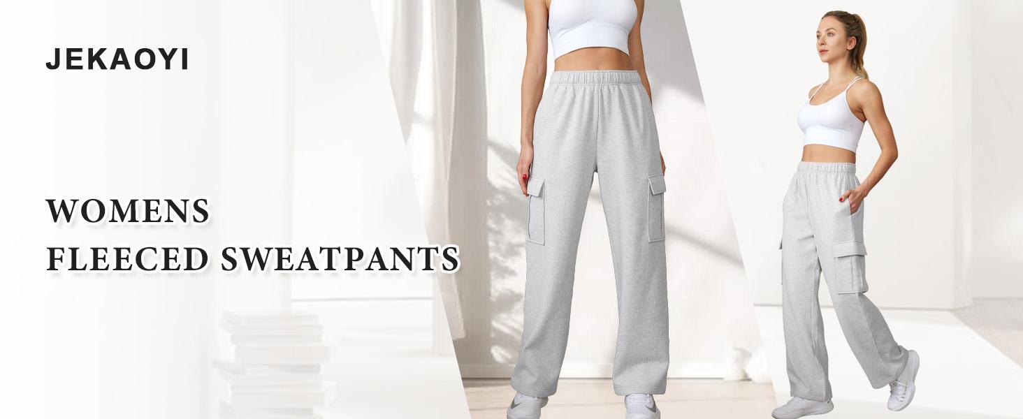 JEKAOYI Womens High Waist Cargo Sweatpants Baggy Lightweight Fleece Version Cargo Casual Workout Jogger  Solid Color Pants with Pockets #TikTokShopHolidayHaul SpringStatements