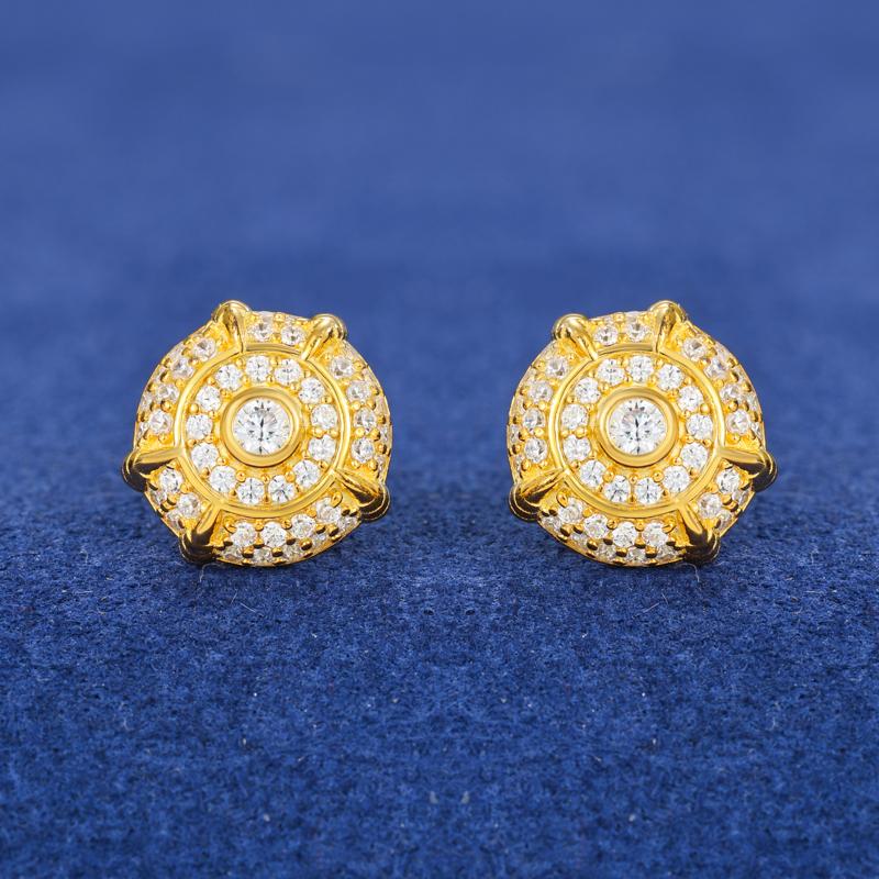 【#E254】UCCIYO 18K Gold-Plated Stud Earrings with Lab-Grown Moissanite Synthetic Moissanite Earrings For Women 925 Sterling Silver Stud Earring Men Hip Hop Jewelry Couple Gift