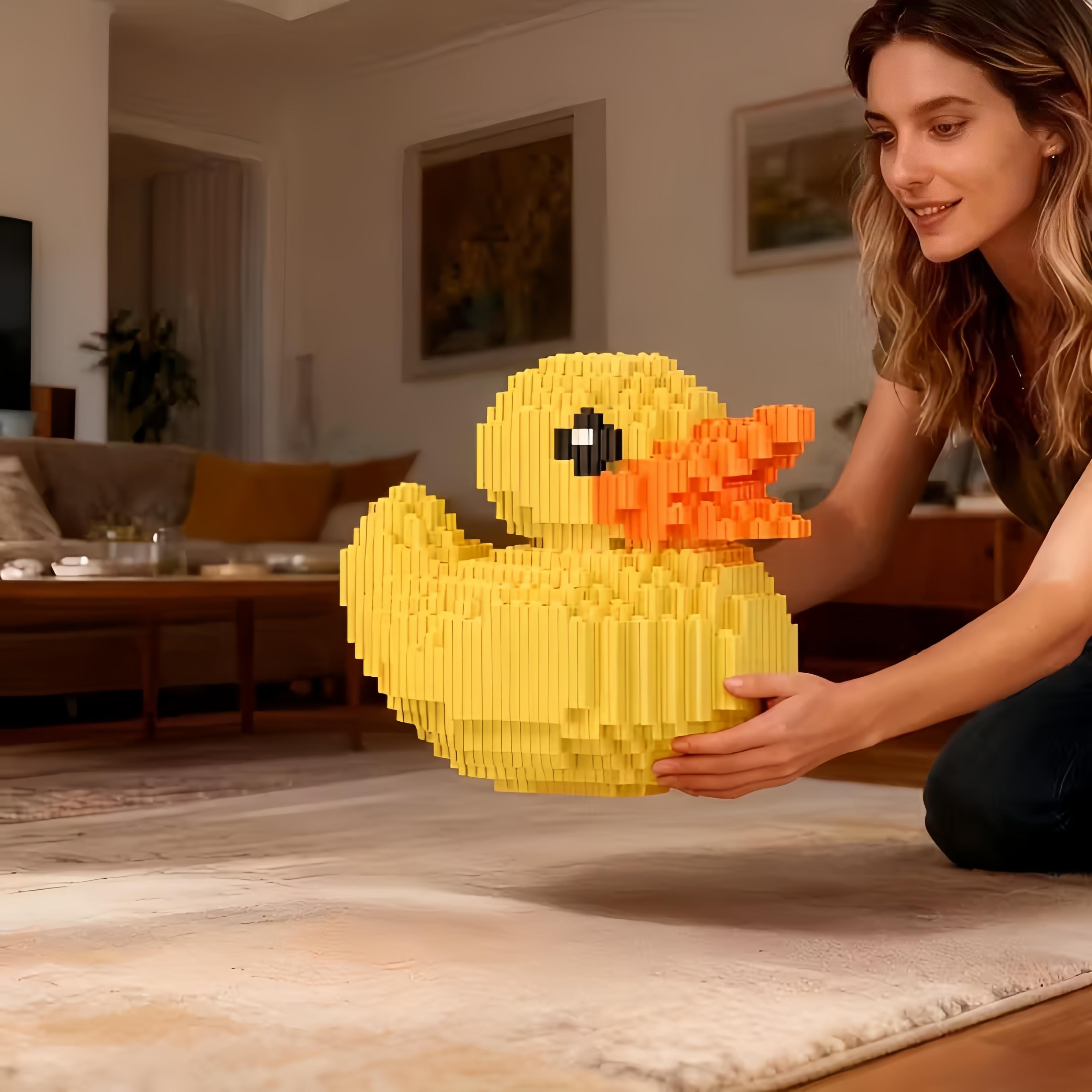 Cute Duck Stackable Building Blocks Model, Building Block Sets, 1000pcs 14cm High, 3D Creative Decoration, Perfect Gift, Develops Hand Skills