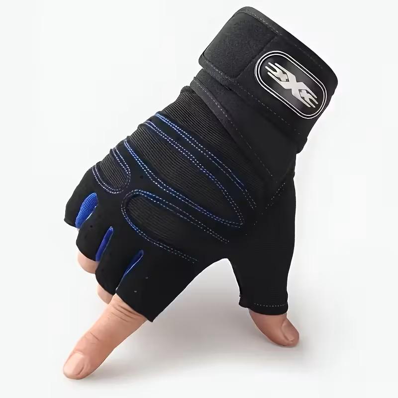 Half-Finger Gym Gloves - Black, Red & Blue Workout Gloves for Men & Women, Ideal for Cycling, Weightlifting & Fitness Enthusiasts, Sports Gloves, Fitness Exercise Accessories | Gloves | Durable Woven Fabric