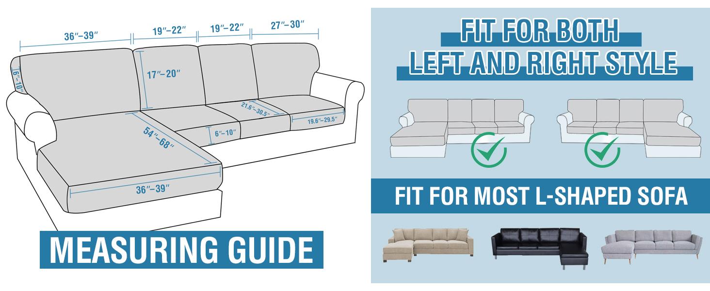 H.VERSAILTEX Sectional Couch Covers 6 or 8 Pieces Stretch Sofa Covers for Sectional Sofa Set Separate L Shaped Couch Cover for Both Left/Right Couch
