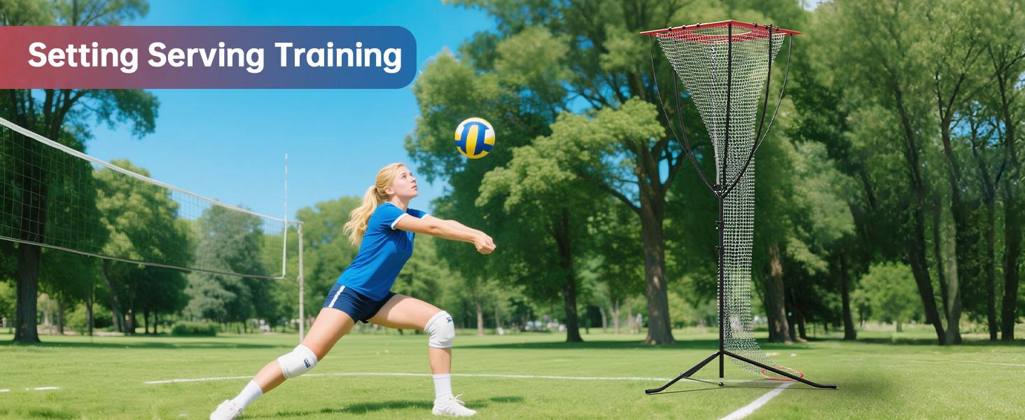 Volleyball Setter Training Net – Adjustable Height & Angle, Heavy-Duty Portable Frame for Indoor/Outdoor Setting, Serving & Spiking Practice