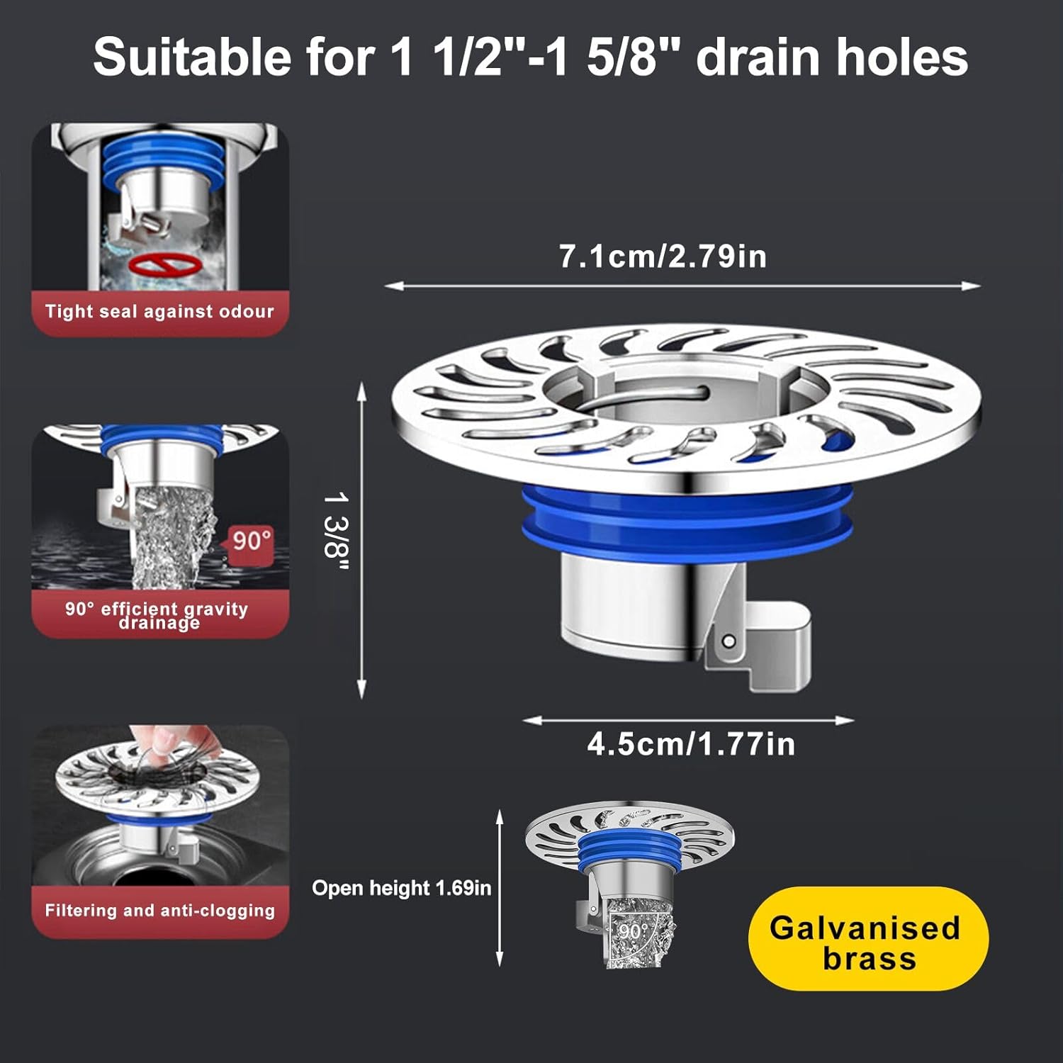 Copper Material Anti-Odor Drainage Device, Shower Drain Backflow Prevention Valve, Single Direction Drain Filter, Bathroom & Kitchen Odor Control