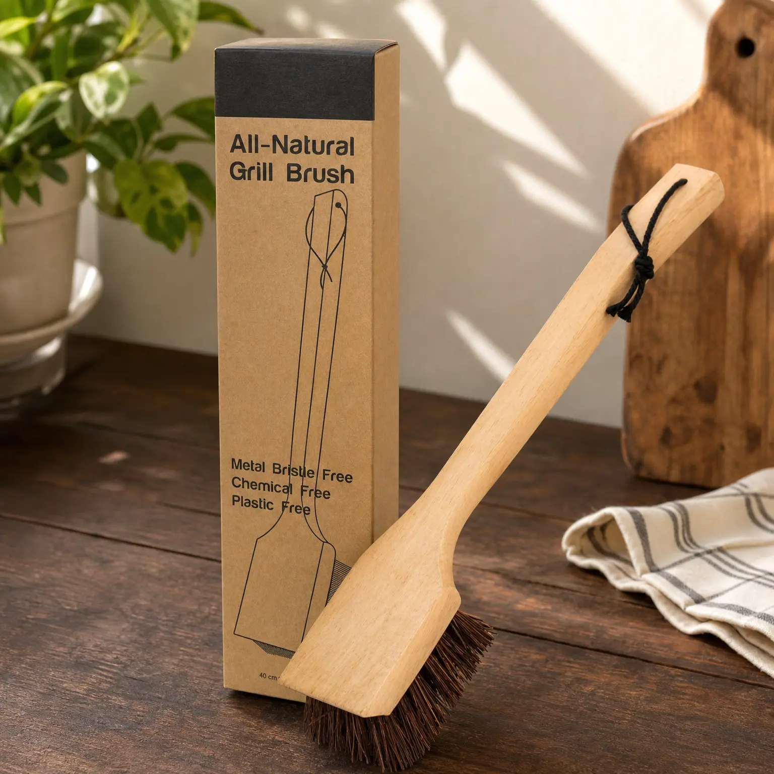 All-Natural Wooden Grill Brush and Cleaner | Bristle-Free Scraper Tool for Tough Residue | Safe BBQ Grill Cleaner for Outdoor UseGift
