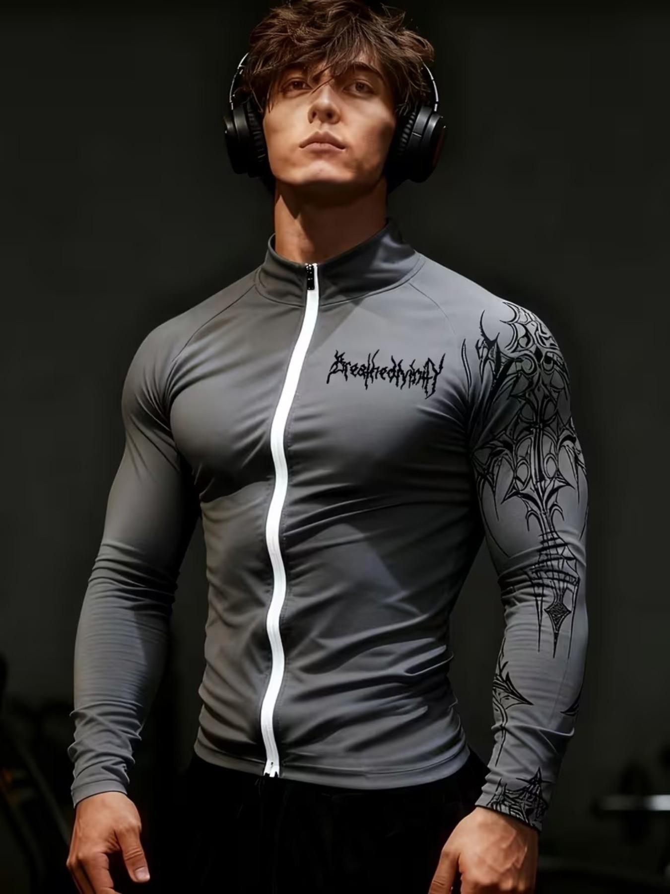 Men's New Breathedivinity Sports Quick-Dry Tight-Fitting Gym Zipper Jacket, Elastic Couple, Ideal for Fitness and Workout