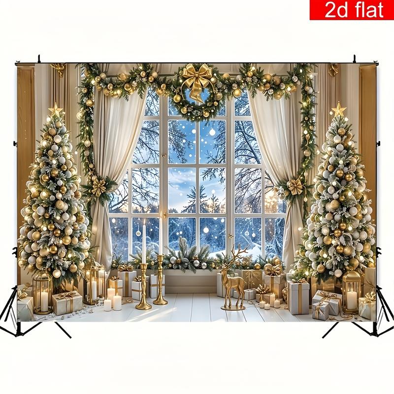 2D Flat Banner 1pc Christmas Party Banner Indoor Christmas Tree Window Pattern Photography Backdrop Polyester Bright Durable Winter New Year Holiday Wall Decoration Living Room Outdoor Sign Ornaments 2D Flat Banner 1pc Christmas Party Banner Indoor Christmas Tree Window Pattern Photography Backdrop Polyester Bright Durable Winter New Year Holiday Wall Decoration Living Room Outdoor Sign Ornaments