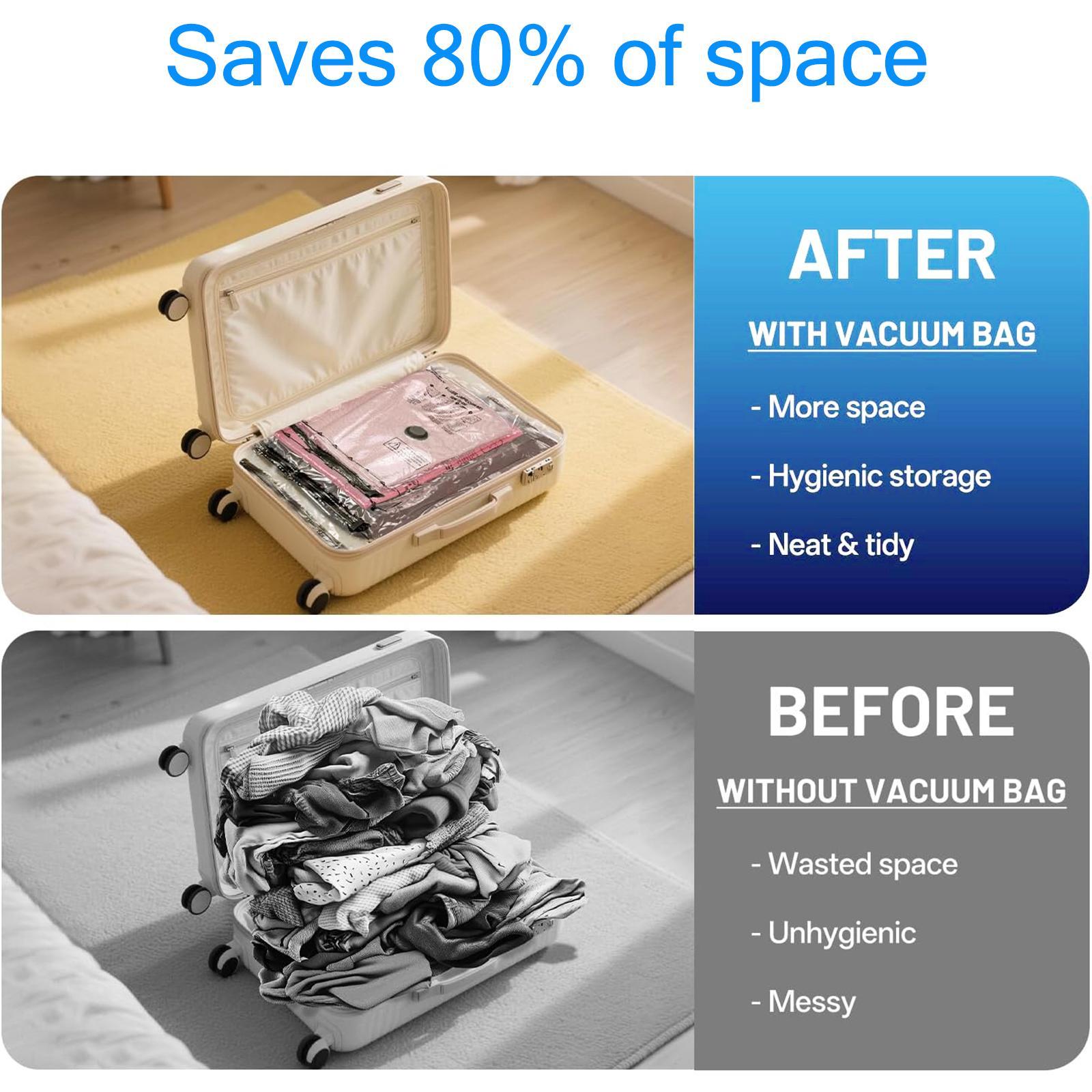 Vacuum Storage Bags 15 Pack Cordless Travel Vacuum Compression Bag Set Equipped with Electric Air Pump Space Saver for Clothes Comforters Blankets Travel Home Organization