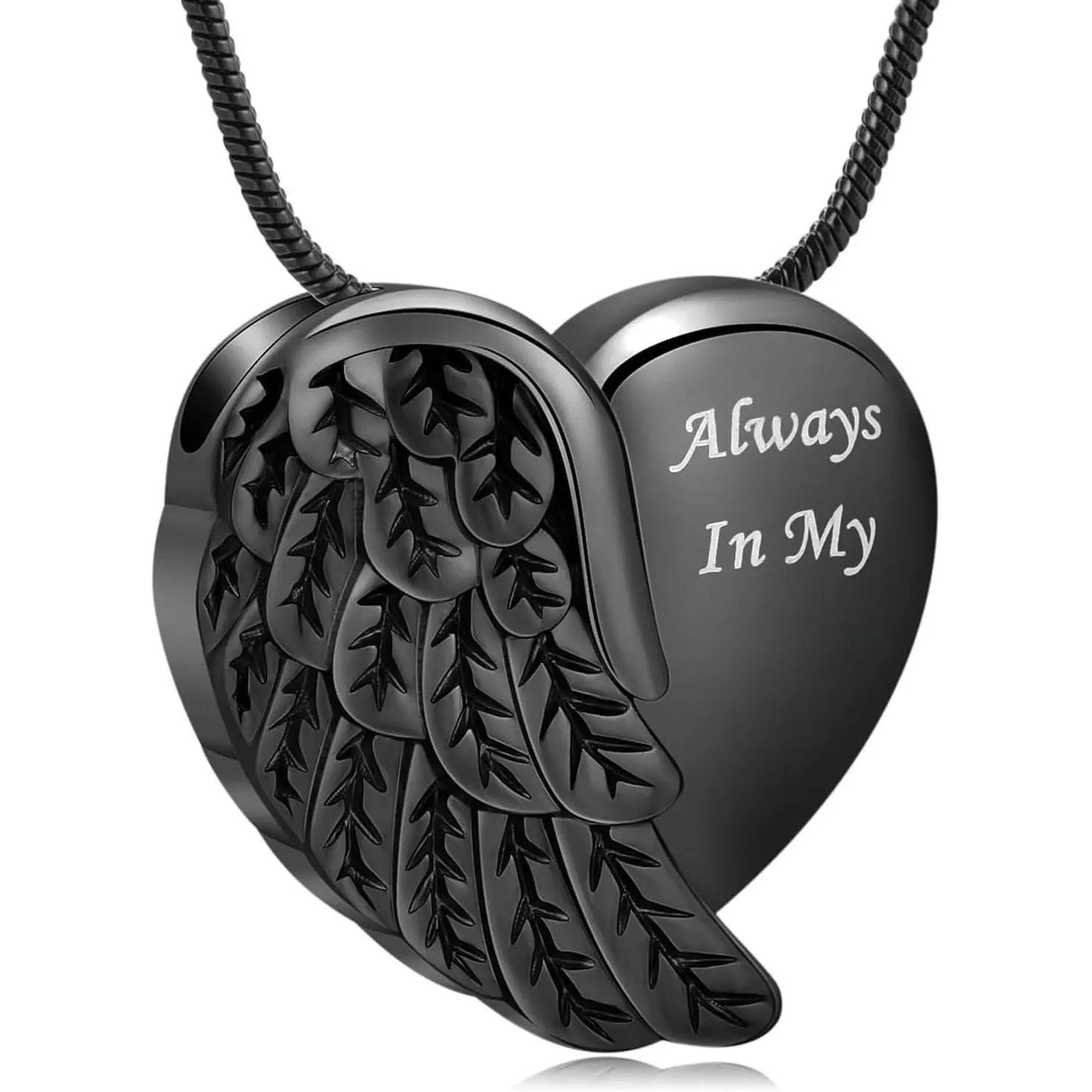Cremation Heart Urn Necklace for Ashes Stainless Steel Angel Wing Cremation  for Women Men  Memorial Ash Locket