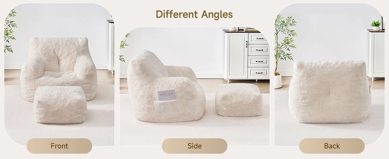【Valentine's Day gift】ONBRILL Giant Bean Bag Chairs for Adults with Ottoman, Faux Fur Boneless Chaise Couch Filler with Memory Foam,Large BeanBag Lounge Lazy Floor Sofa Accent Chair for Living Room,Bedroom & Game Rooms 【Valentine's Day gift】ONBRILL Giant Bean Bag Chairs for Adults with Ottoman, Faux Fur Boneless Chaise Couch Filler with Memory Foam,Large BeanBag Lounge Lazy Floor Sofa Accent Chair for Living Room,Bedroom & Game Rooms