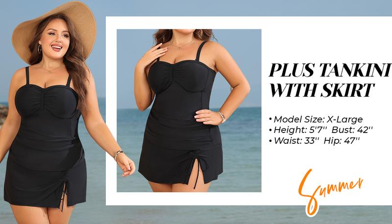 Yonique Womens Underwire Tankini Swimsuits with Skirt Two Piece Bathing Suits Tummy Control Swimwear Yonique Womens Underwire Tankini Swimsuits with Skirt Two Piece Bathing Suits Tummy Control Swimwear