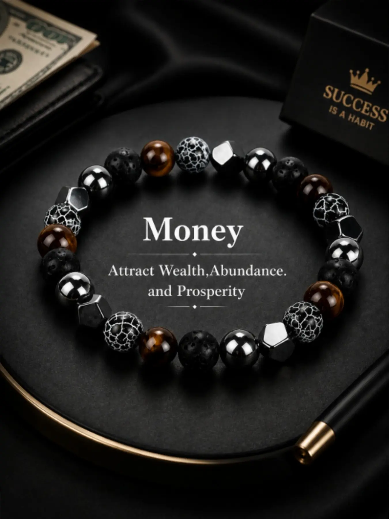 Men Natural Stone Bracelet  Lava Rock Bead Bracelet Tiger Eye Hematite Stretch Bracelet Minimalist Fashion Jewelry Gift for Men Beaded Bracelets