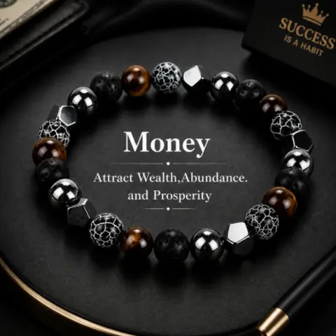 Men Natural Stone Bracelet  Lava Rock Bead Bracelet Tiger Eye Hematite Stretch Bracelet Minimalist Fashion Jewelry Gift for Men Beaded Bracelets