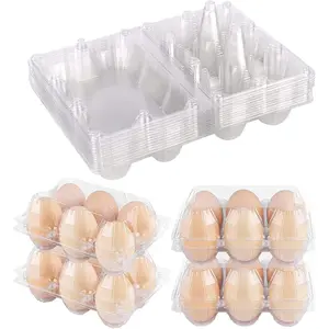 Clear Egg Carton for 6 Eggs,12Pack Egg Tray Reusable Medium Size Egg Cartons for Egg Trader Market Farmers Display Farmer Camping Picnic Travel Storage-Holds Medium 6Eggs Securely