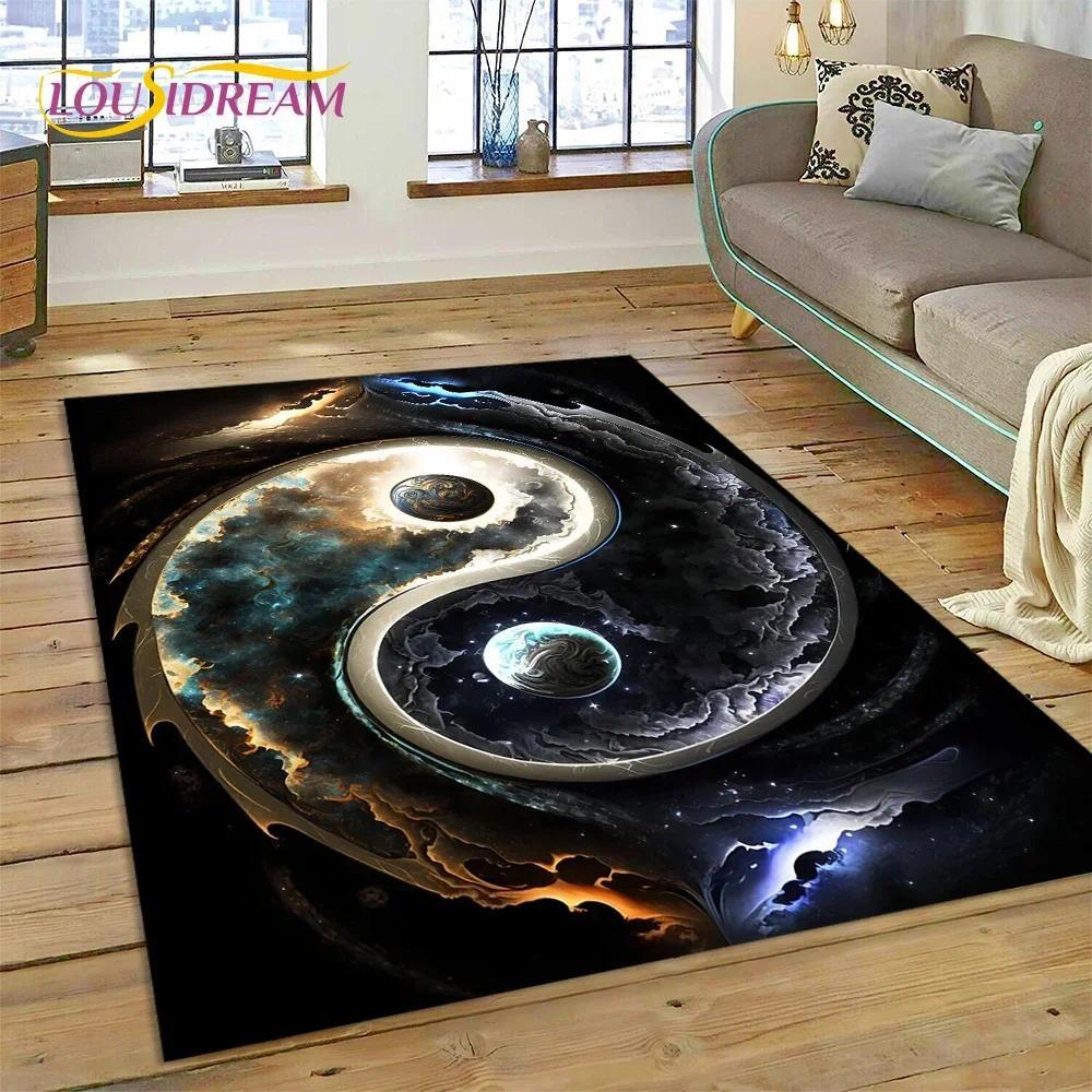 Yin Yang Bagua Flannel Area Rug - Traditional Chinese Taoism Symbol Print Soft Mat for Living Room, Non-Slip Feng Shui Home Decor #YinYangRug #BaguaMat #FengShuiHomeDecor #TaoismSymbolCarpet #NonSlipFlannelRug