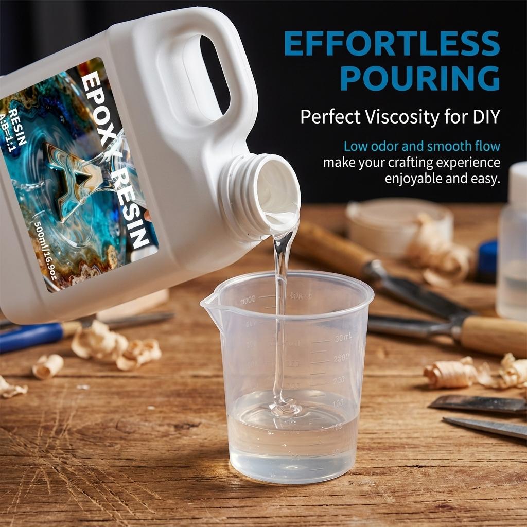 33.8oz/1000ML Epoxy Resin Kit, Easy Mix, High Gloss, Durable Epoxy Finish, Odorless, Long Lasting Bond, Ideal for DIY Crafts, Jewelry, Art Coating, Perfect for Creative Projects