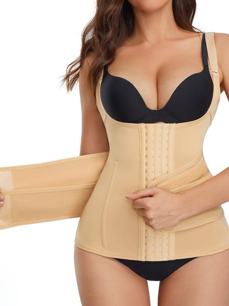Women's Abdominal Control Shapewear, Double Layer Waist Trainer with 4 Steel Bones Support, Casual Spaghetti Strap Top for All Seasons