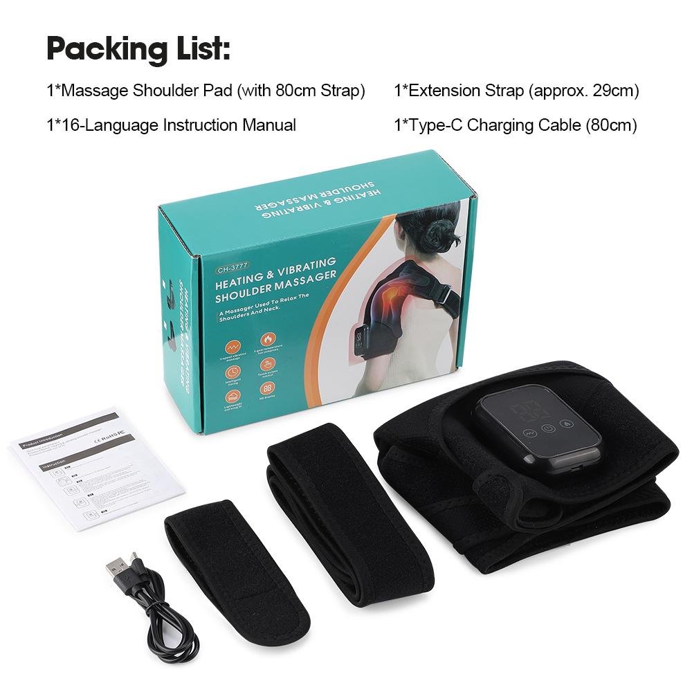 Shoulder Heating Massager, Cordless 3 Vibration Modes, 3 Heat Settings, Adjustable Heating Temperature, Large Shoulder Wrap, Left & Right Shoulders, Rotator Cuff Heating Pad, Christmas Gift