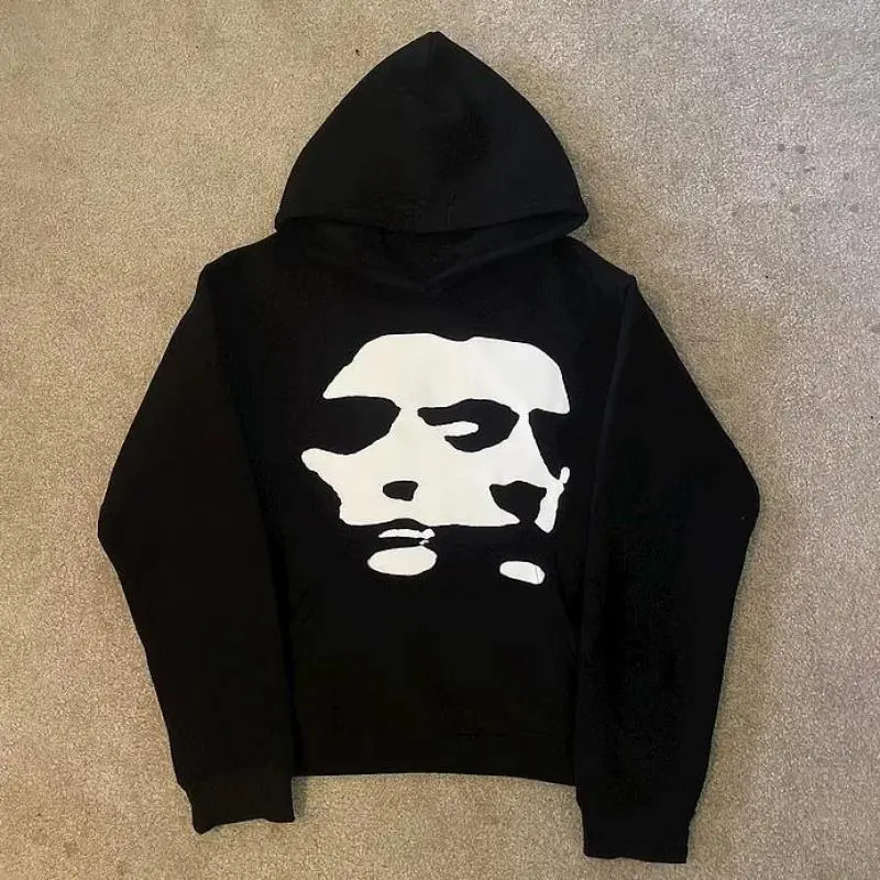 Y2K New Hooded Sweatshirt Harajuku Gothic Two Face Graphic Print Oversized Hoodies Casual Fashion Men Women Streetwear Clothing Kangaroo Menswear Forgiveness  Sweater cotton gift tee soulja boy outfit christian gorlock destroyer shirt