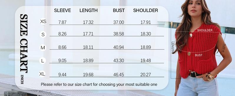 UANEO Women Sleeveless Crop Knit  Vest Casual Cropped Button Down Open Front Sweater Vest with Pockets