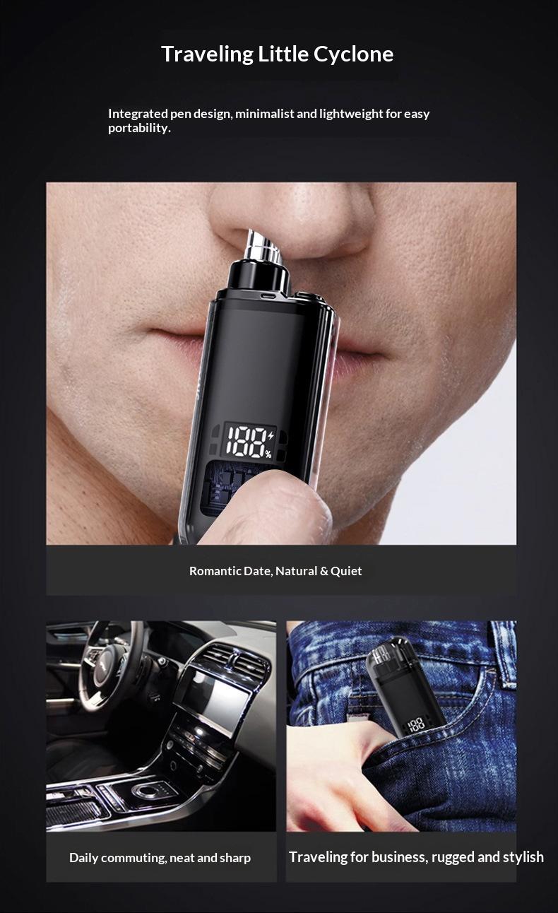 Unisex Electric Nose Hair Trimmer, Cleans Nostrils, Removes Hair, Rechargeable Digital Display Shaver With Round Head For Hair Removal