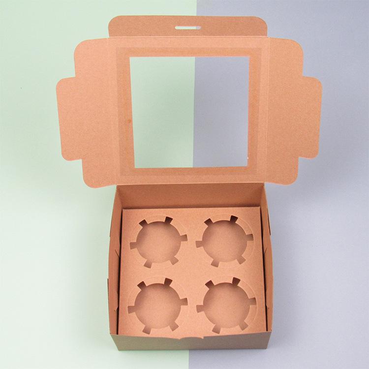 20/15/10/5/1pcs 4/6 Pack Clear Window Muffin Boxes, Kraft Paper Cupcake Containers for Bakery Desserts.needoh.paper plates