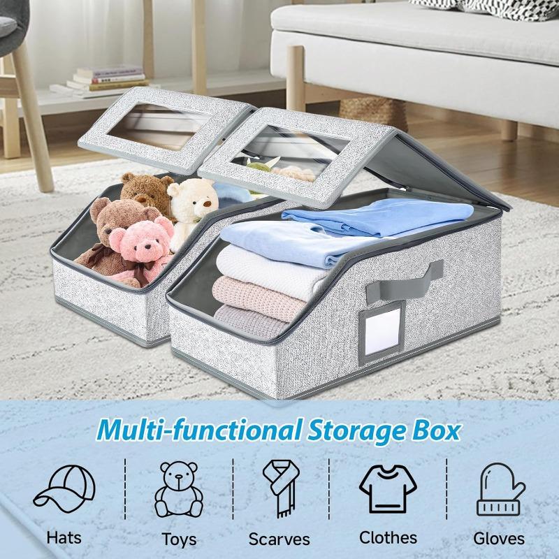 Portable Foldable Baseball Cap Storage Box with Zippered Transparent Window – Stackable, Space Saving Storage & Dustproof Hat Organizer for Home and Travel