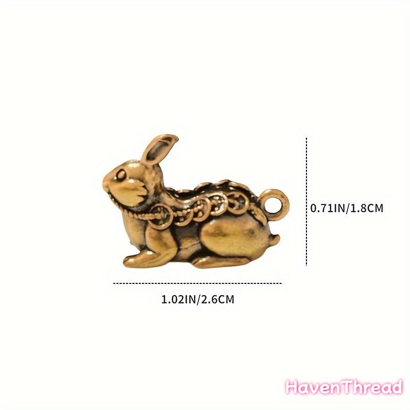 2pcs Vintage Chinese 5 Emperors Money Rabbit Ornaments, Yellow Brass Collectible Figurines - Unisex Fortune Fengshui Household Items Decor for Festive Home Use, Anniversary Gifting